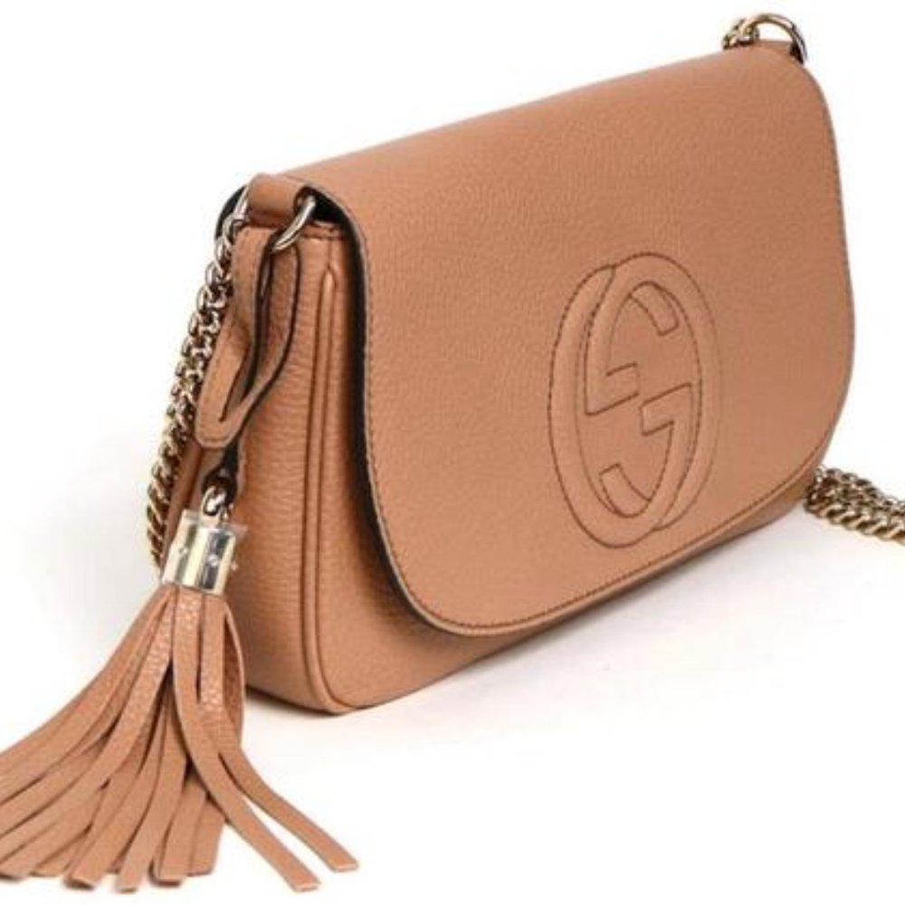 Gucci Soho New Tan Leather CrossBody Shoulder Bag - Picture 3 of 9